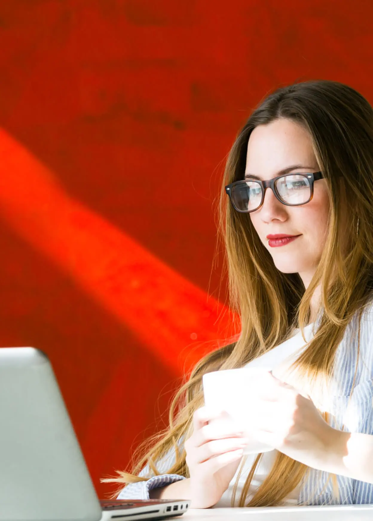 Woman using internet